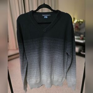 Black and Gray V-Neck Sweater